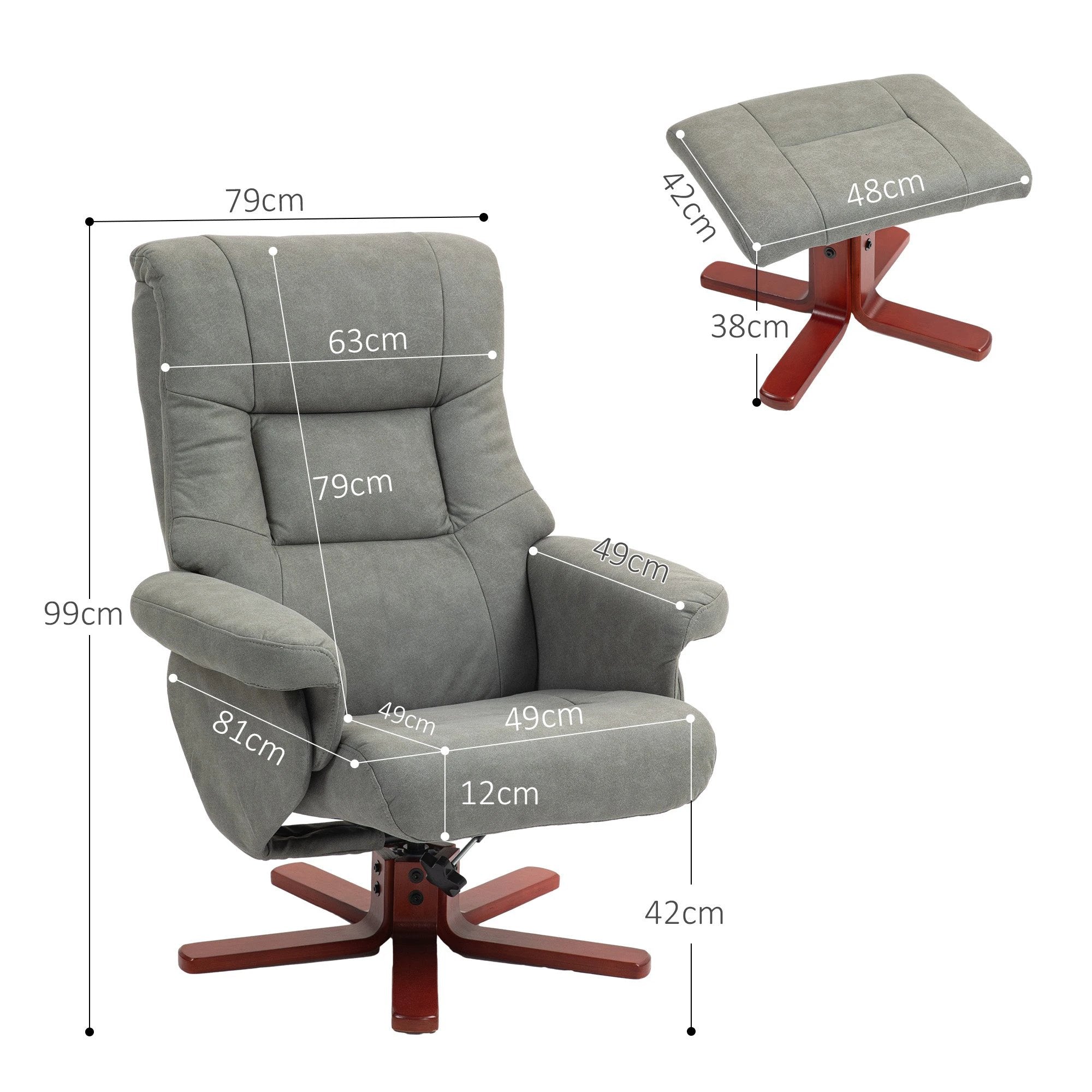 HOMCOM Recliner Chair with Footstool, Backrest Adjustable, Armchair by HOMCOM