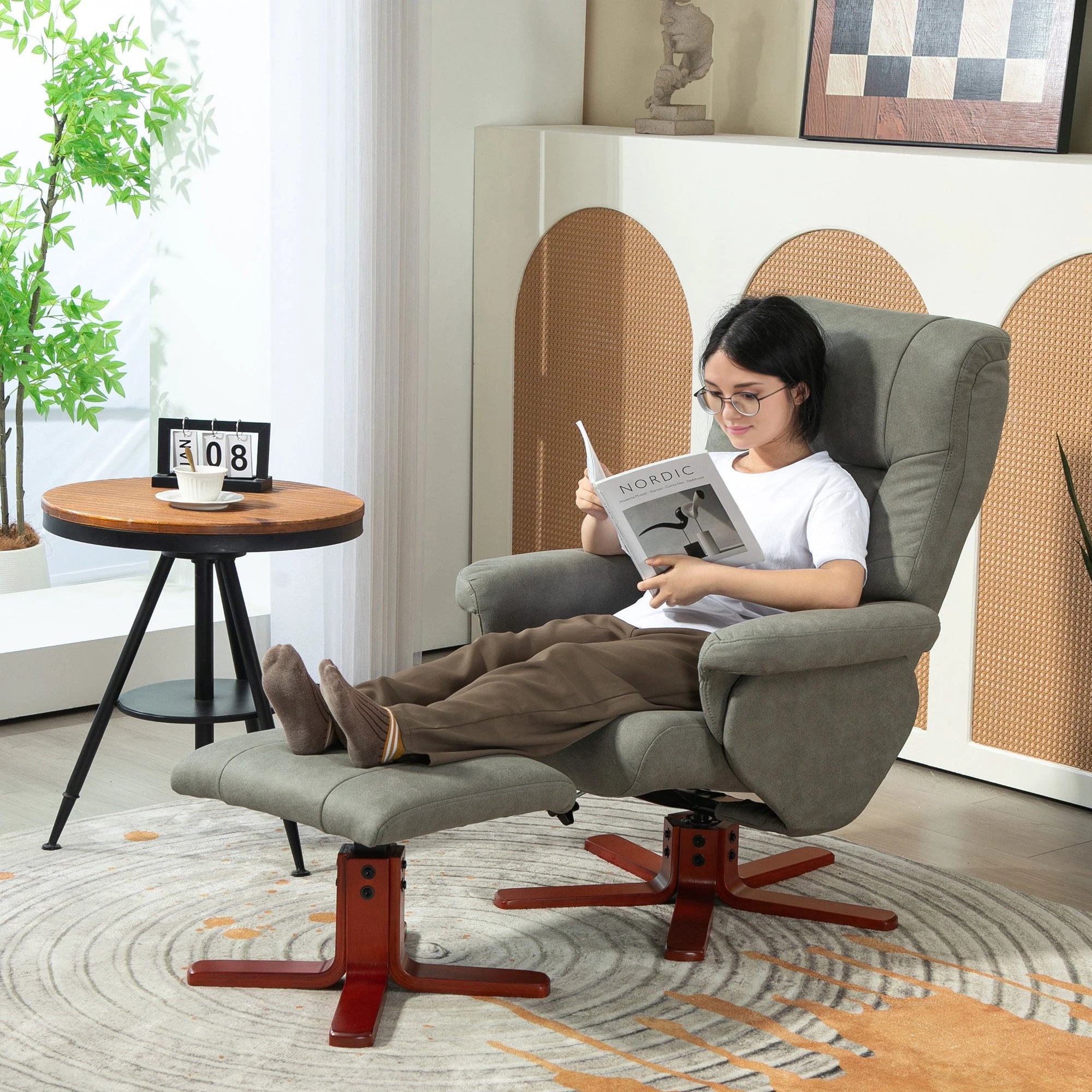 HOMCOM Recliner Chair with Footstool, Backrest Adjustable, Armchair by HOMCOM