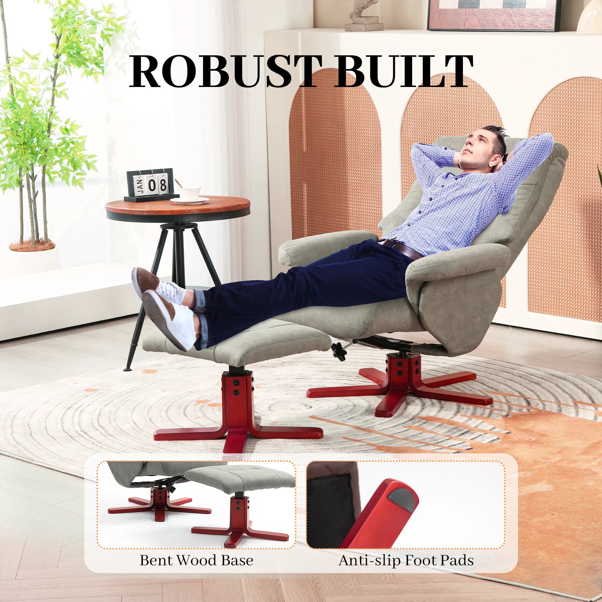 HOMCOM HOMCOM Recliner Chair with Footstool, Backrest Adjustable, Armchair - Recliner