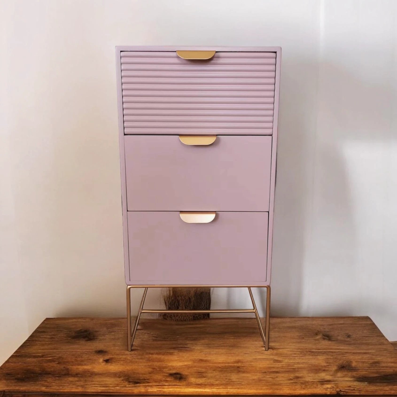 MSL Chic Pink Nightstand 64cm Three Drawer For Kids - Bedside Table