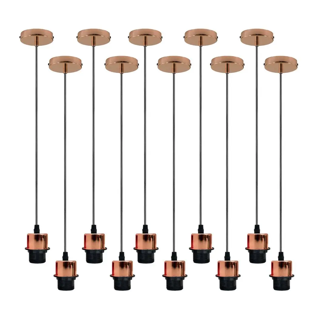 Un-branded 10 Pack Industrial Rose Gold Pendant Light, Lampshade Addable E27 Lamp Holder Light, - Pendant Lights