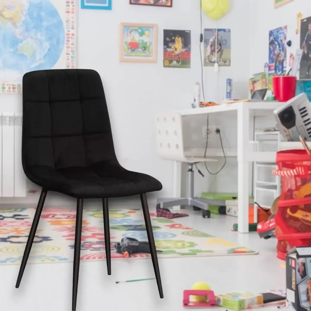 MSL BLACK FABRIC CHAIR BLACK METAL LEGS - Dining Chairs