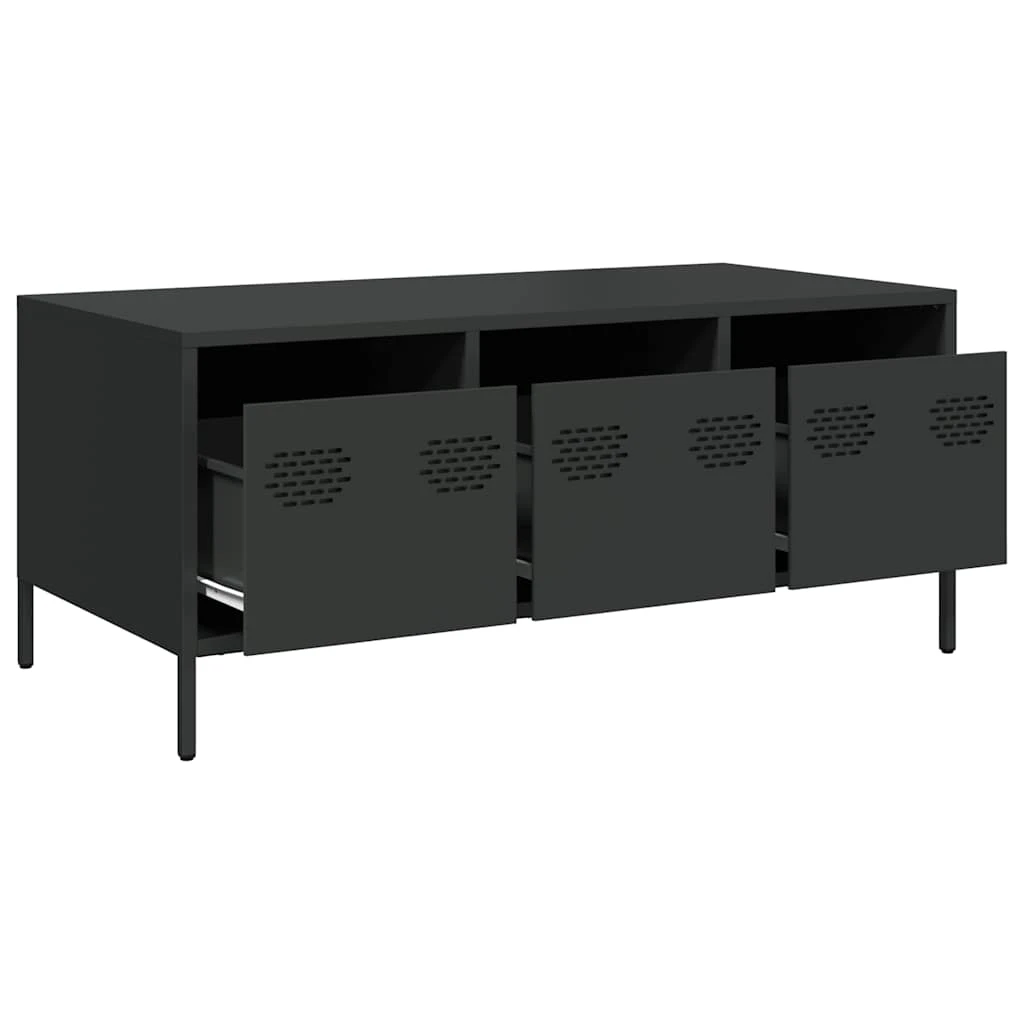 vidaXL VidaXL Coffee Table 101.5x50x43.5 cm Industrial Black Cold-Rolled Steel Living Room - Coffee Table