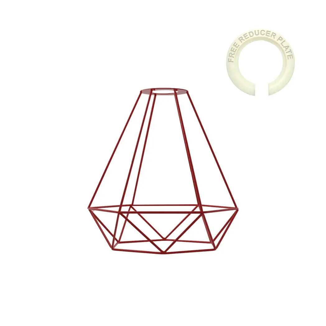 LEDSON Vintage Red Metal Cage Industrial Wire Frame Pendant Light Loft Ceiling Lamp Shade~1902 - Pendant Lights