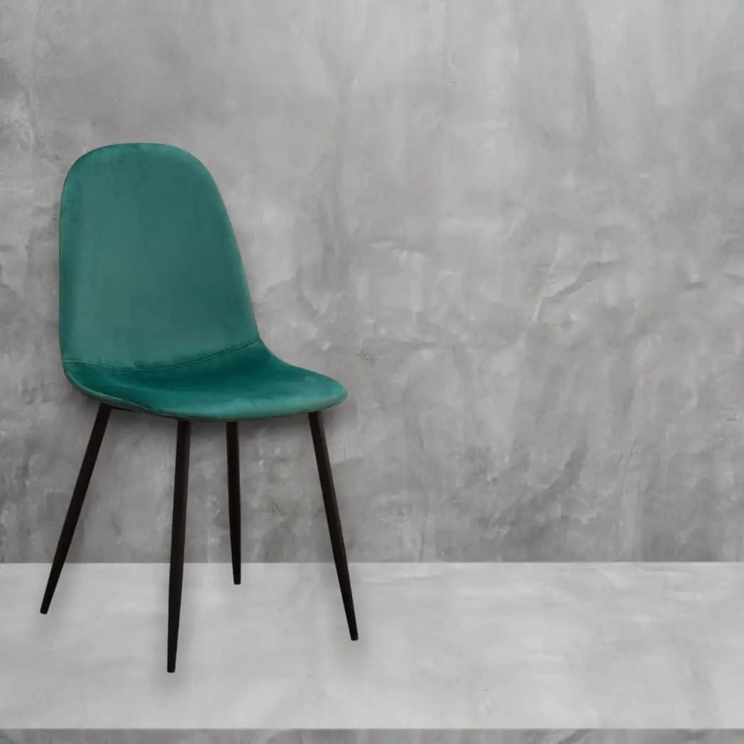MSL GREEN FABRIC CHAIR BLACK METAL LEGS - Dining Chairs
