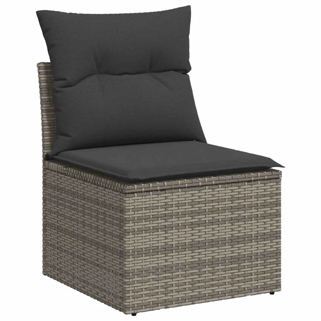 vidaXL vidaXL 5 Piece Garden Sofa Set with Cushions Black Poly Rattan Acacia - Garden Sofa Sets