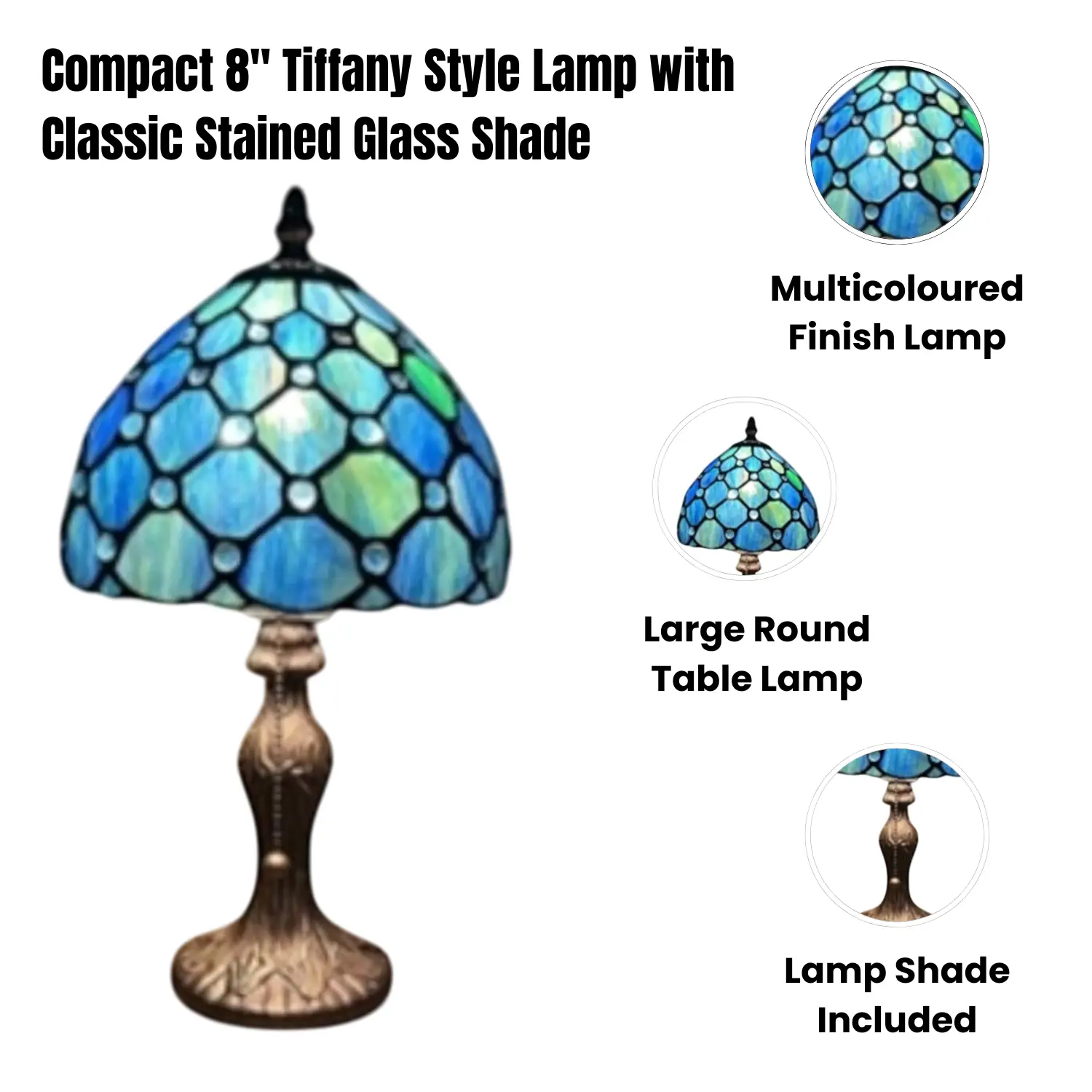 MSL 8" SHADE BLUE TIFFANY LAMP - Lamp