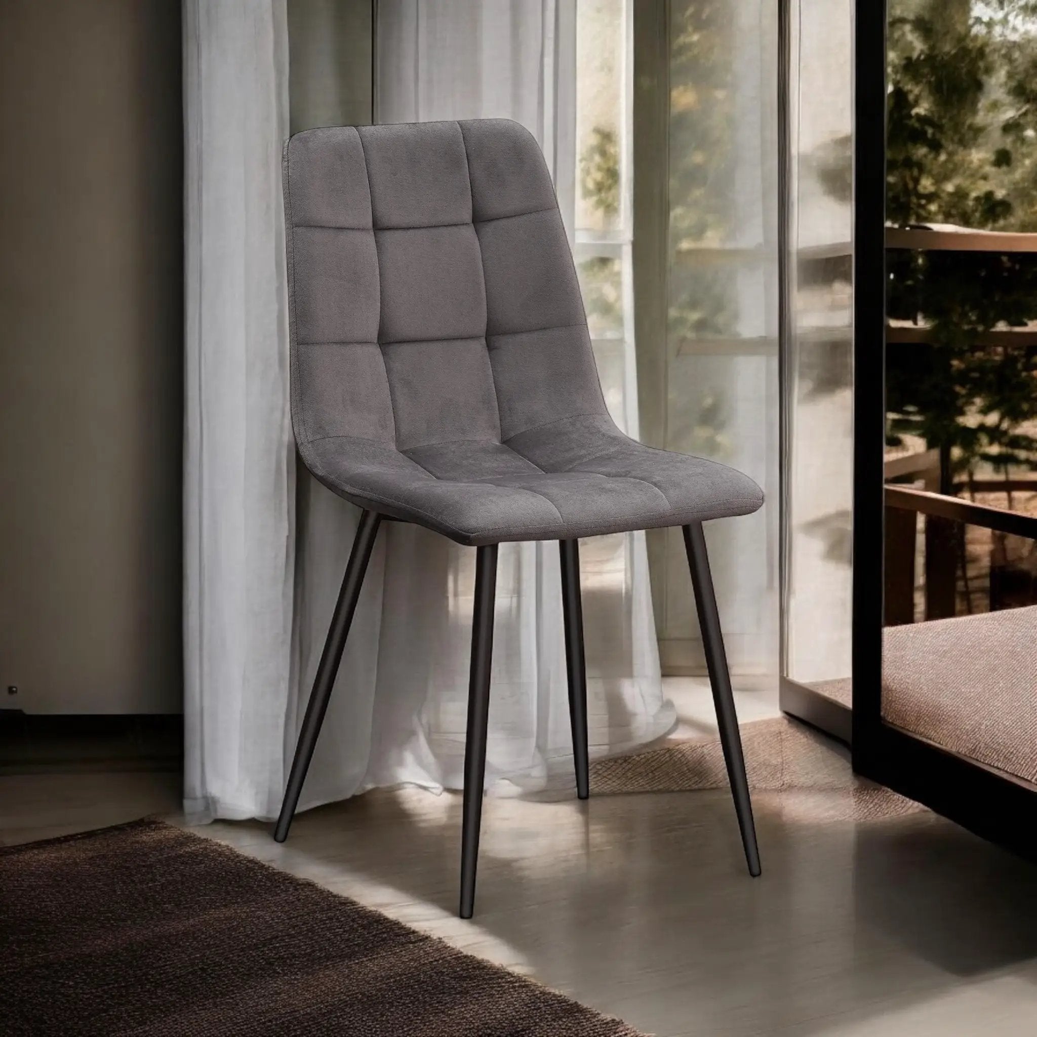 MSL GREY FABRIC CHAIR BLACK METAL LEGS - Dining Chairs