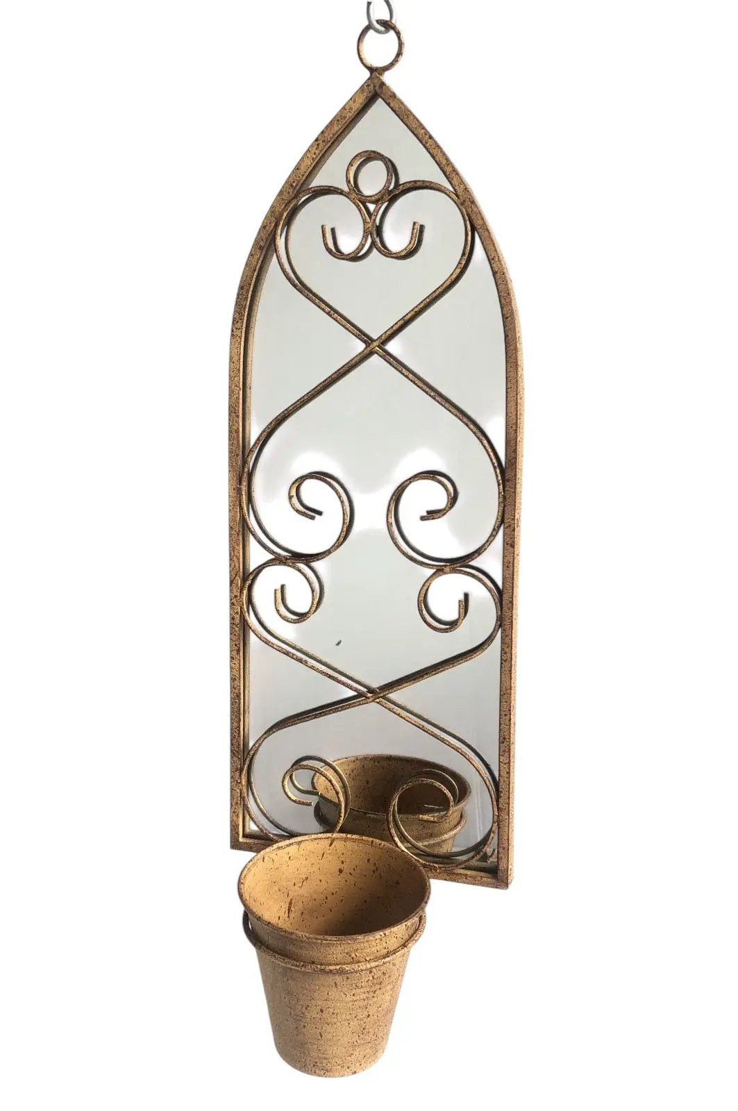 MSL 56cm RUSTY WALL MIRROR WITH SINGLE PLANTER - Planters