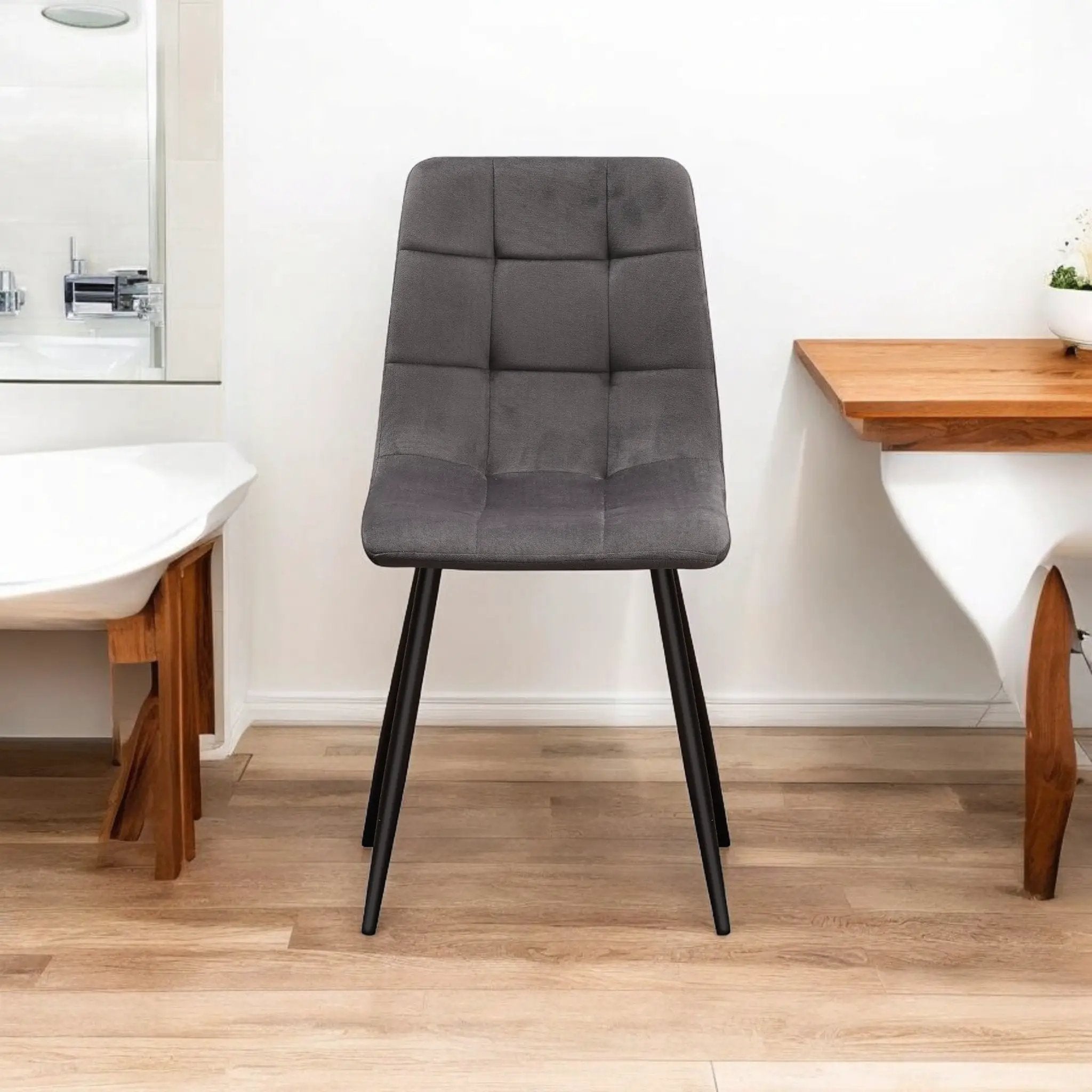 MSL GREY FABRIC CHAIR BLACK METAL LEGS - Dining Chairs