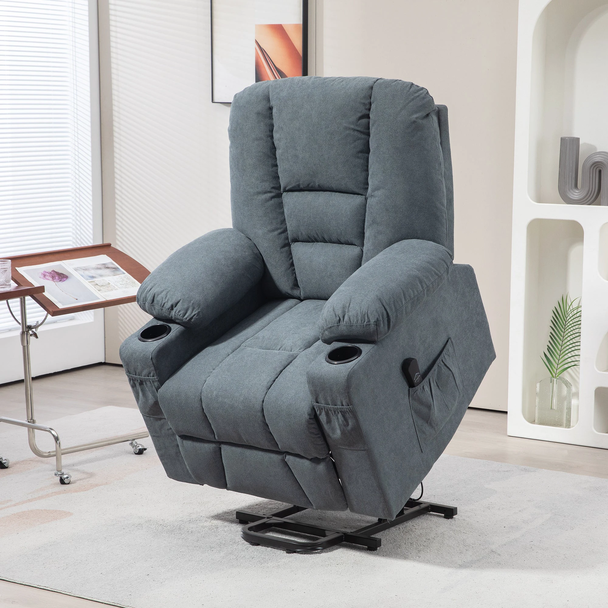 HOMCOM Riser and Recliner Chair w/ Remote, Lift Chair for Elderly, Light Grey by HOMCOM