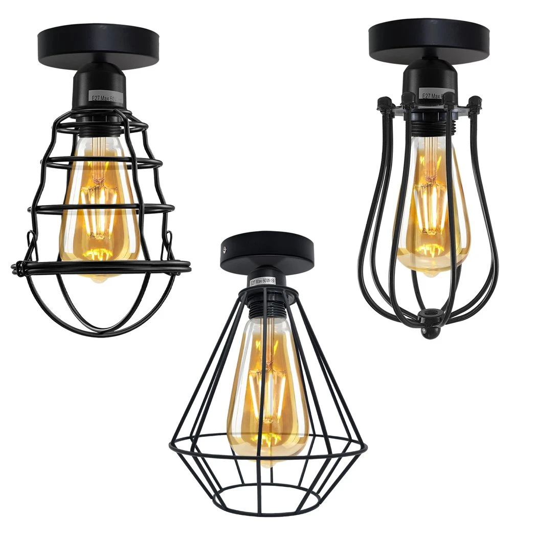 Industrial Wire Cage Ceiling Light E27 Holder by Un-branded