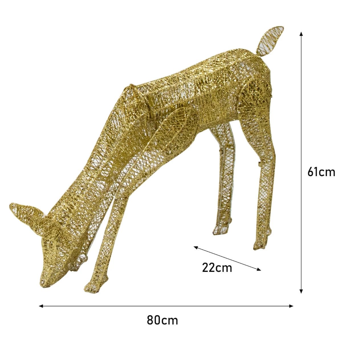 Light Up Reindeer Gold Grazing Doe - 61cm 120 Ice White LED by Monster Shop