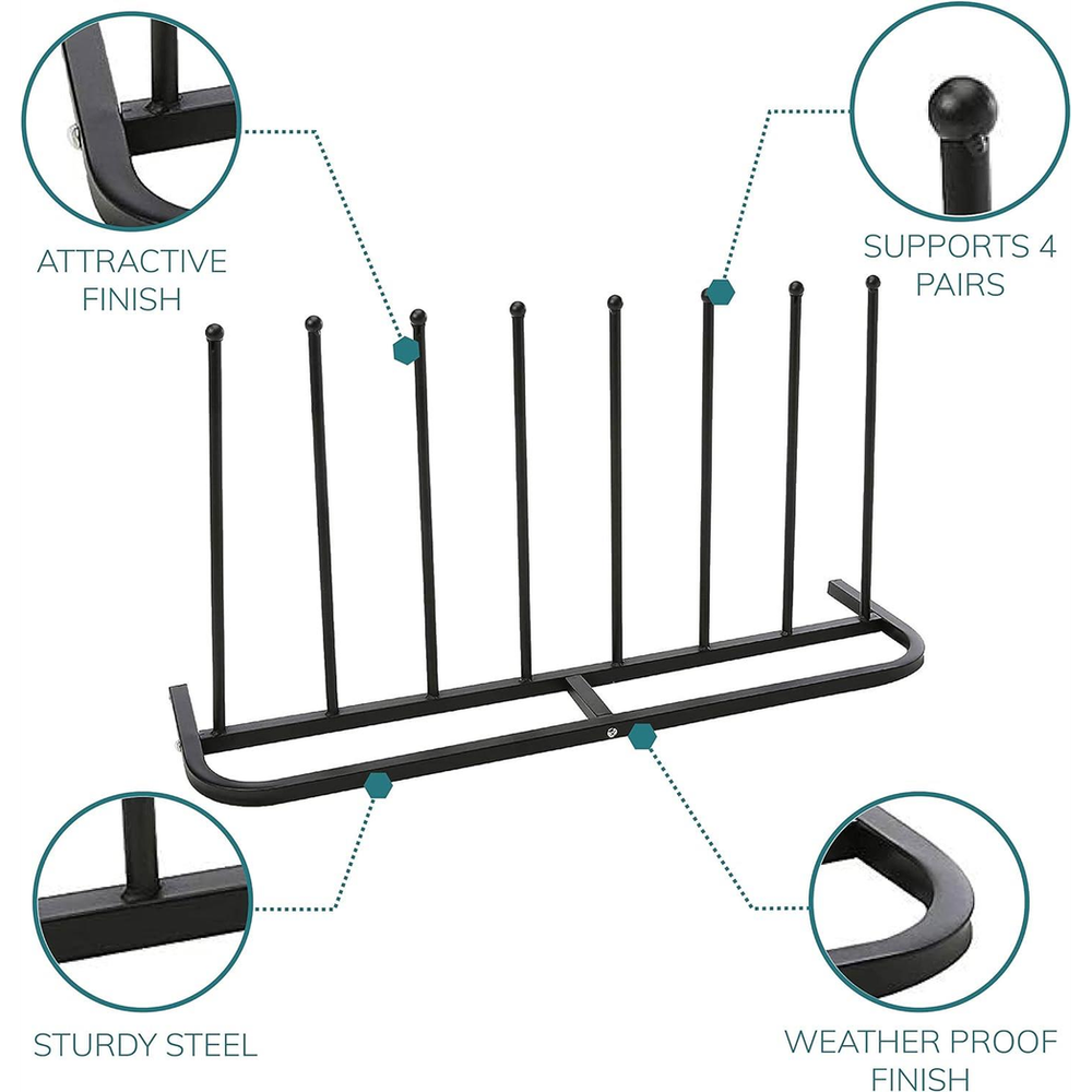 4 Pair Black Boot Shoe Welly Stand Storage Organizer by Direct Online Houseware