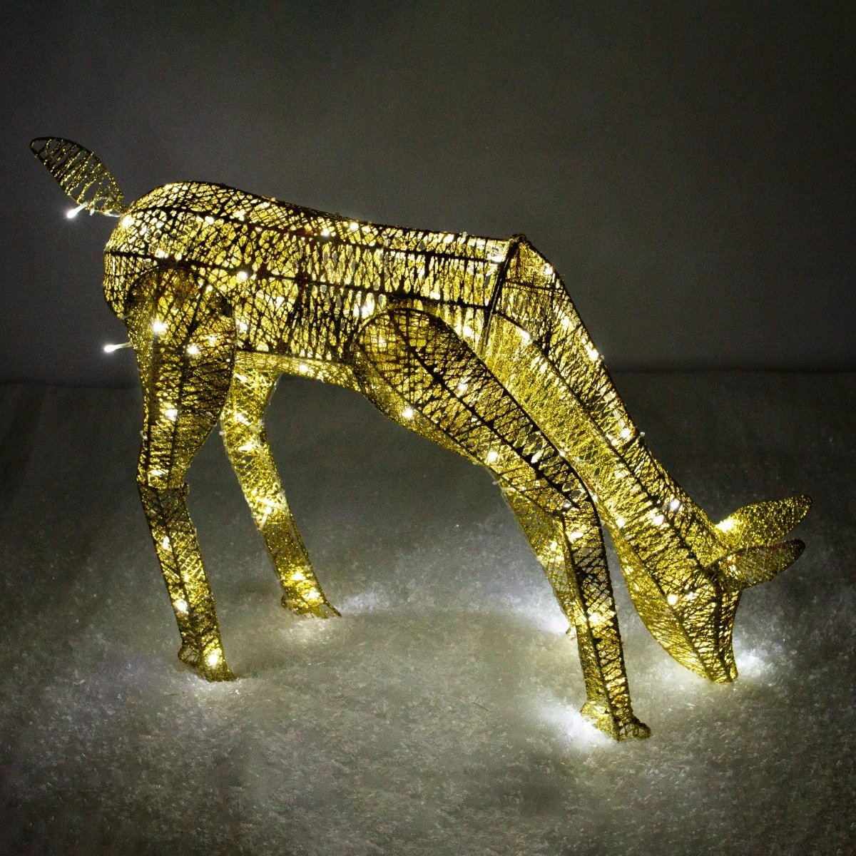 Light Up Reindeer Gold Grazing Doe - 61cm 120 Ice White LED by Monster Shop