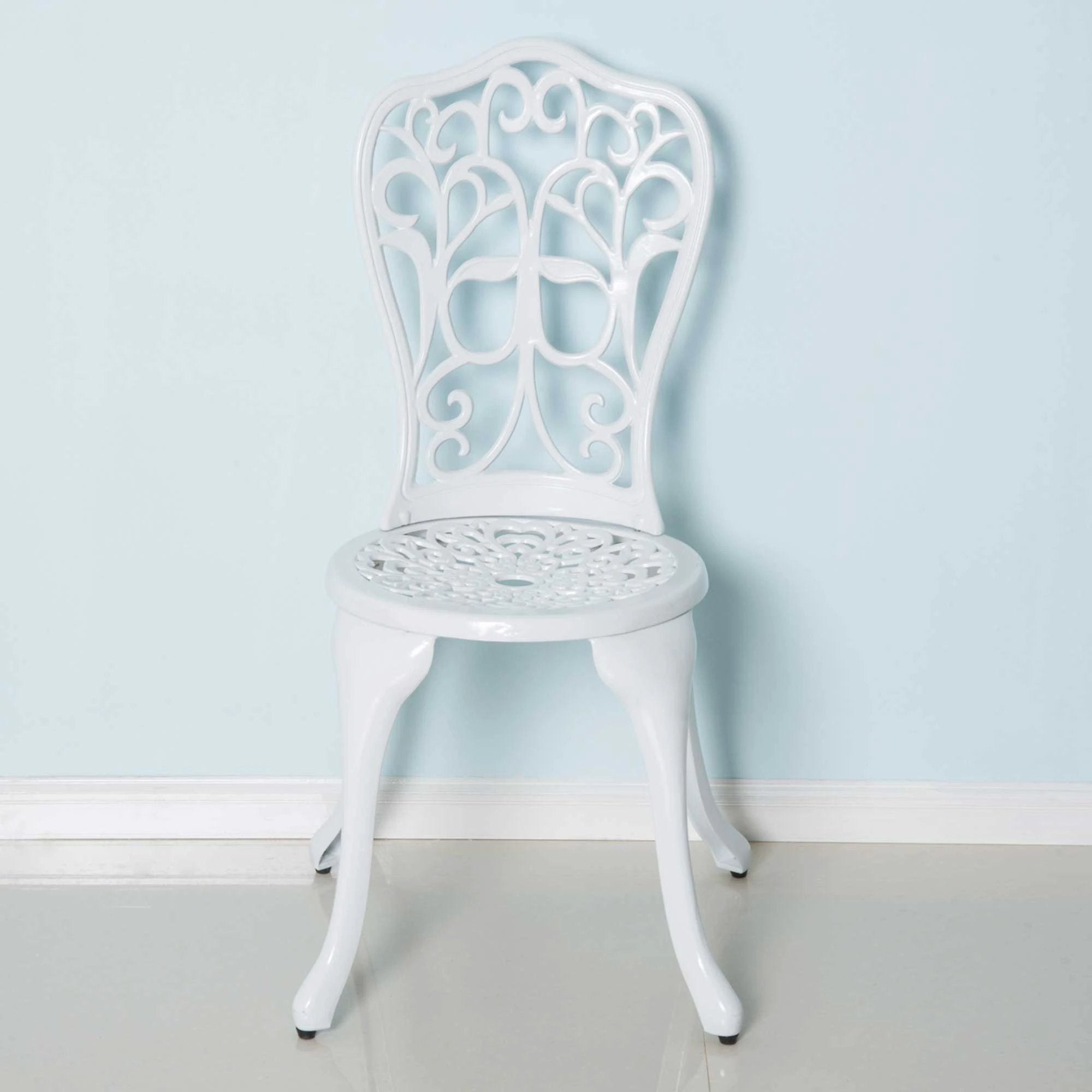 Outsunny Outsunny 3 Pieces Antique Garden Bistro Set for 2 with Umbrella Hole, White - Garden Set