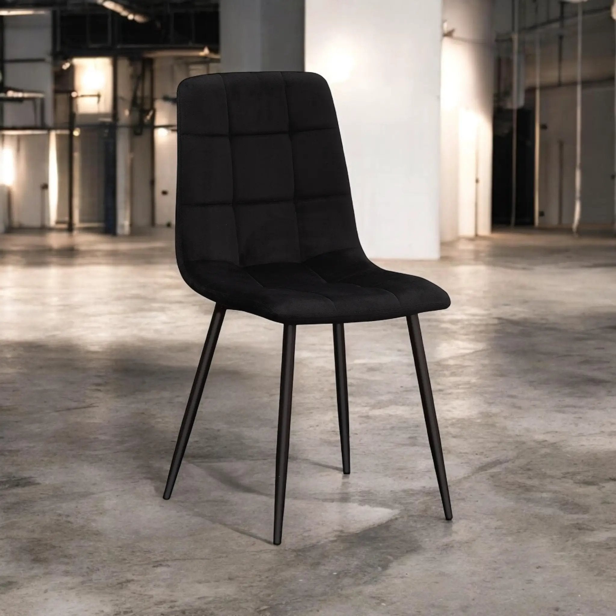 MSL BLACK FABRIC CHAIR BLACK METAL LEGS - Dining Chairs