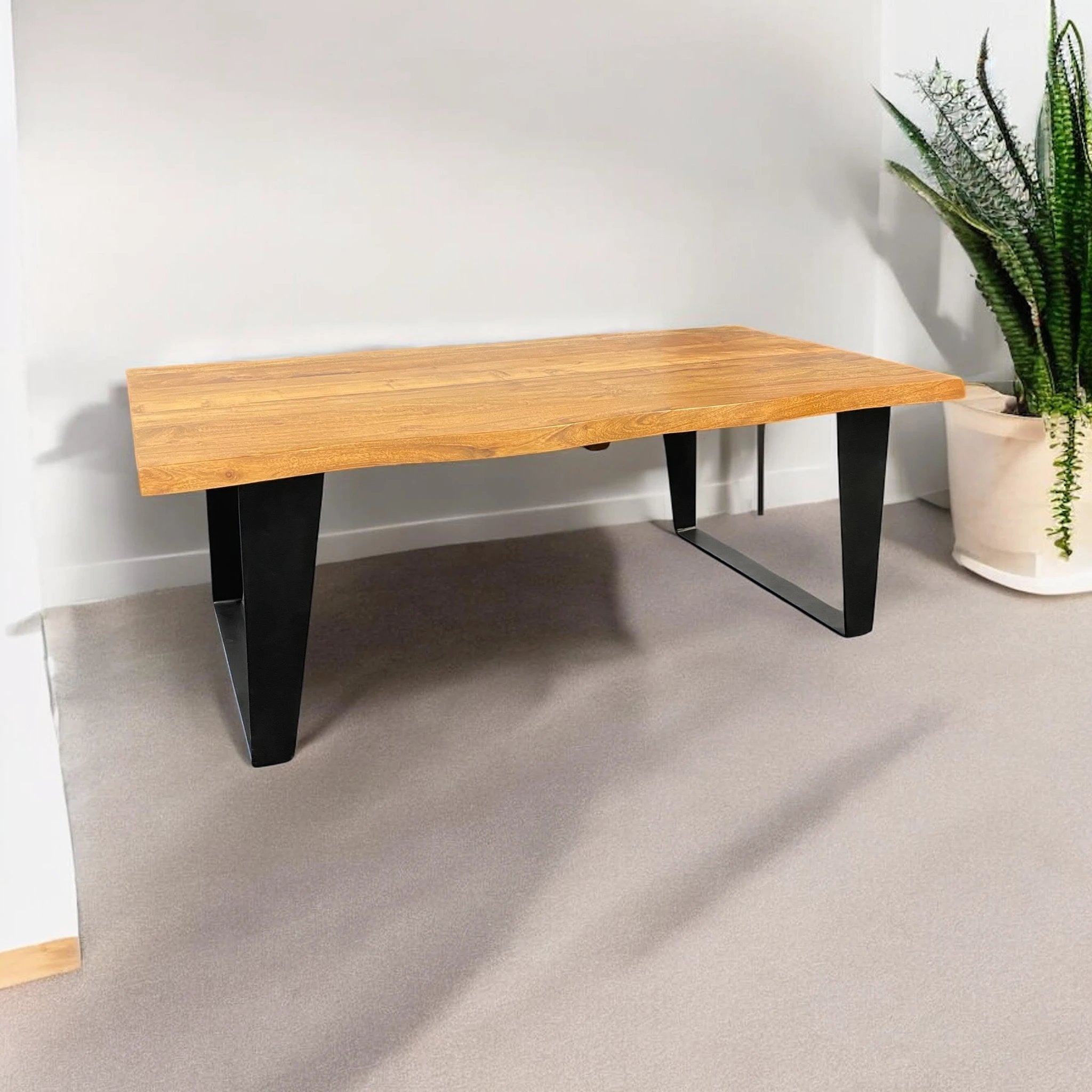 Premium Solid Wood Coffee Table 115cm Sturdy Wipe Clean Living Room Decor Accent For Home by MSL