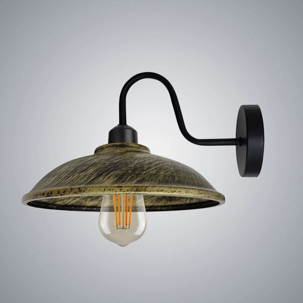 Brushed Brass Wall Light Swan Neck Hemisphere For Bedroom by Un-branded