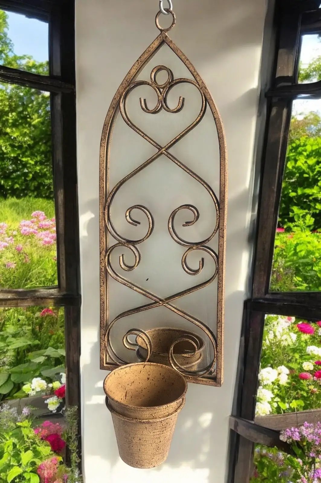 MSL 56cm RUSTY WALL MIRROR WITH SINGLE PLANTER - Planters