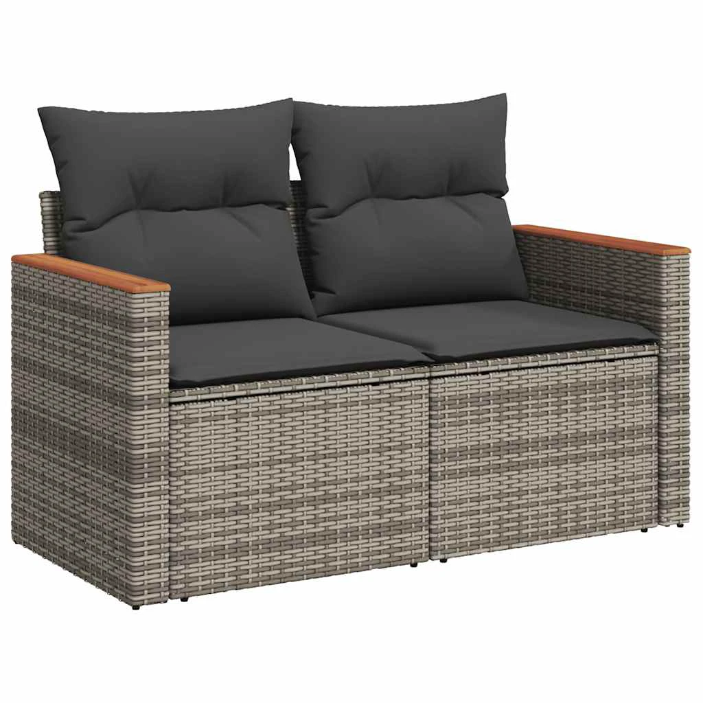 vidaXL vidaXL 5 Piece Garden Sofa Set with Cushions Black Poly Rattan Acacia - Garden Sofa Sets