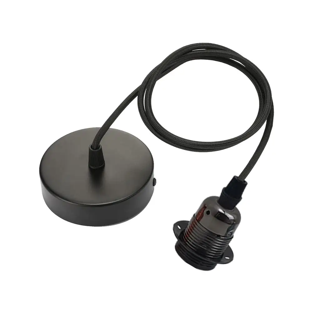LEDSONE Vintage Industrial Black Pendant Light Fitting, lampshade Holder Fitting Set with 2m Cable. - Pendant Lights