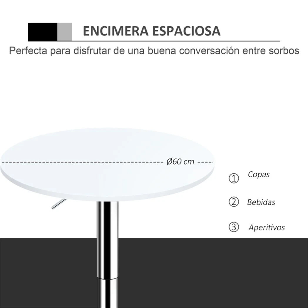 N/A Premium Bar Table 60cm Diameter Swivel Round Top Chrome Pedestal Base For High Bar Stools Kitchen Home Bar - Coffee Table