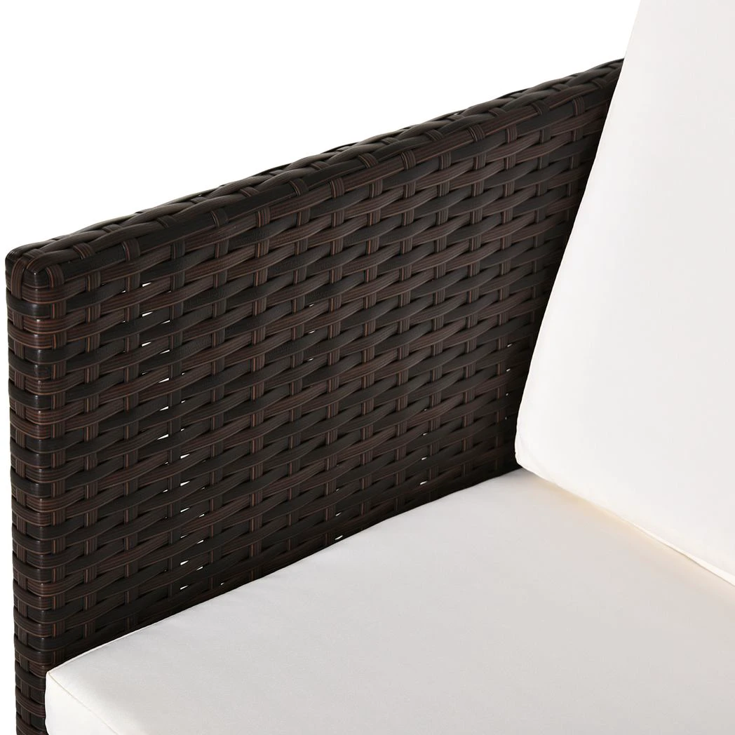 Outsunny 5 PCs Rattan Garden Furniture Wicker Weave Sofa Set Dining Table Chair Footrest - Garden Sofa Sets