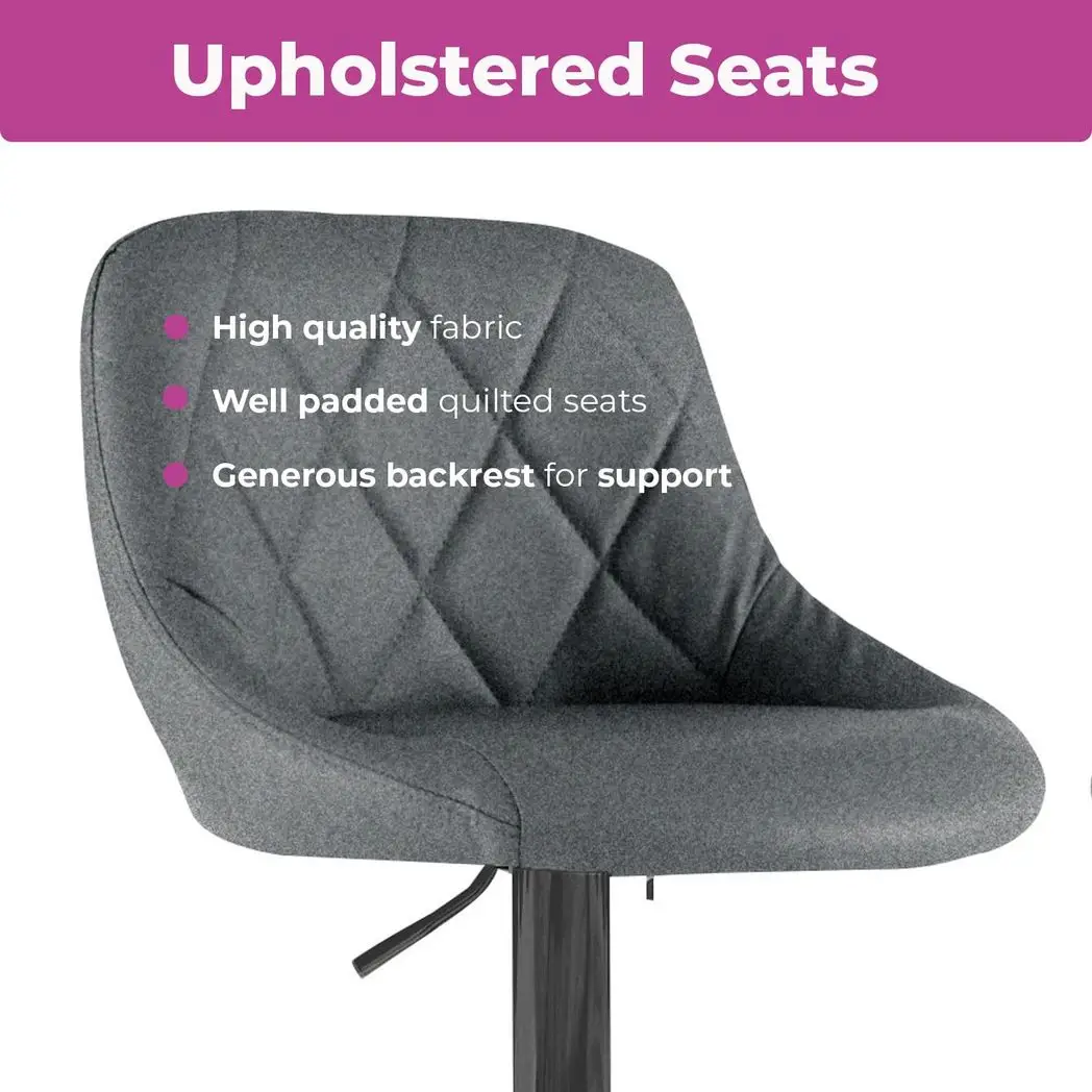 Neo Neo Set of Two Dark Grey Fabric Bar Stools - Bar Stool