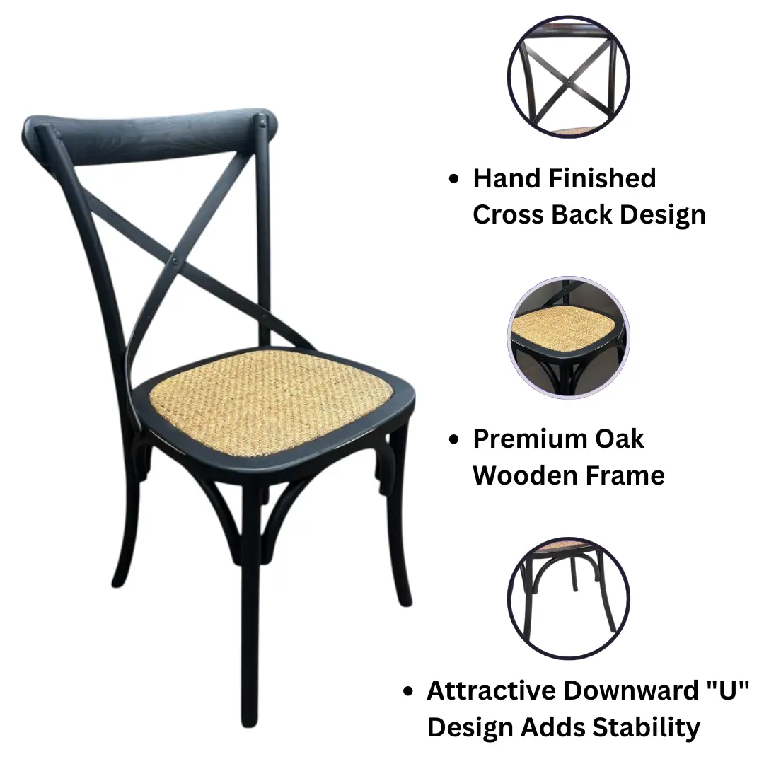 MSL BLACK FRENCH CROSS BACK CHAIR - Dining Chairs