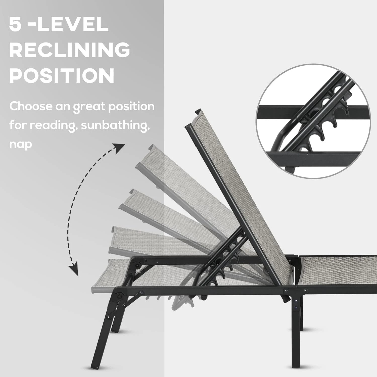 Outsunny Outsunny Foldable PE Rattan Sun Lounger with 5-Level Adjustable Backrest - Sun Lounger