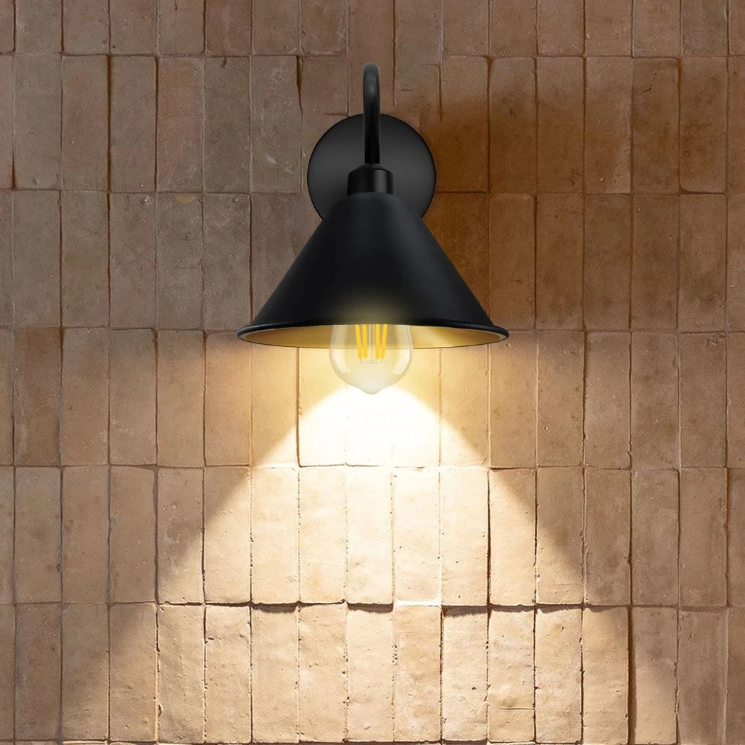 Black Gold Wall Sconce Cone Shade Dimmable For Home by Un-branded