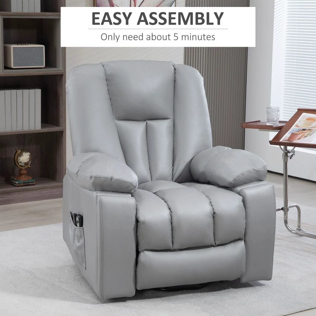 HOMCOM Riser and Recliner Chair for Elderly, Quick Assembly, Light Grey by HOMCOM
