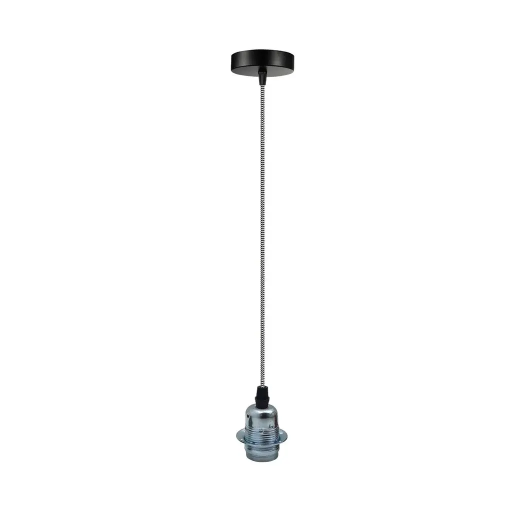 LEDSONE Vintage Industrial Chrome Pendant Light Fitting, lampshade Holder Fitting Set with 2m Cable. - Pendant Lights