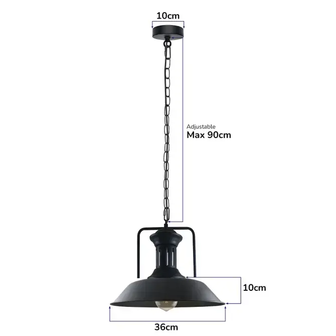 LEDSONE Vintage Industrial Burgundy Ceiling Pendant Light Shade Hanging Lamp Light - Pendant Lights