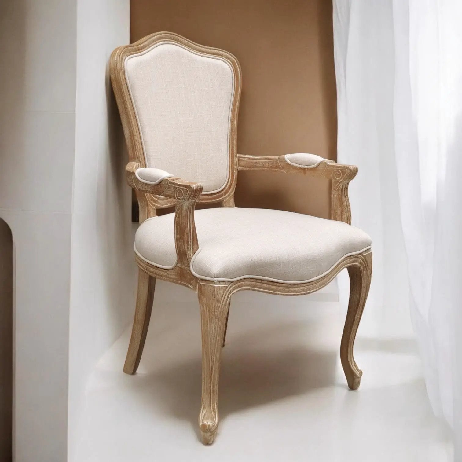 MSL 98CM LINEN FABRIC LOUIS CHAIR - Fabric Dining Chairs