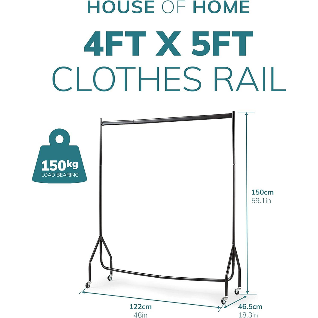 Extra Heavy Duty Clothes Rail 4ft By 5ft Pop Clip Home Use by Direct Online Houseware