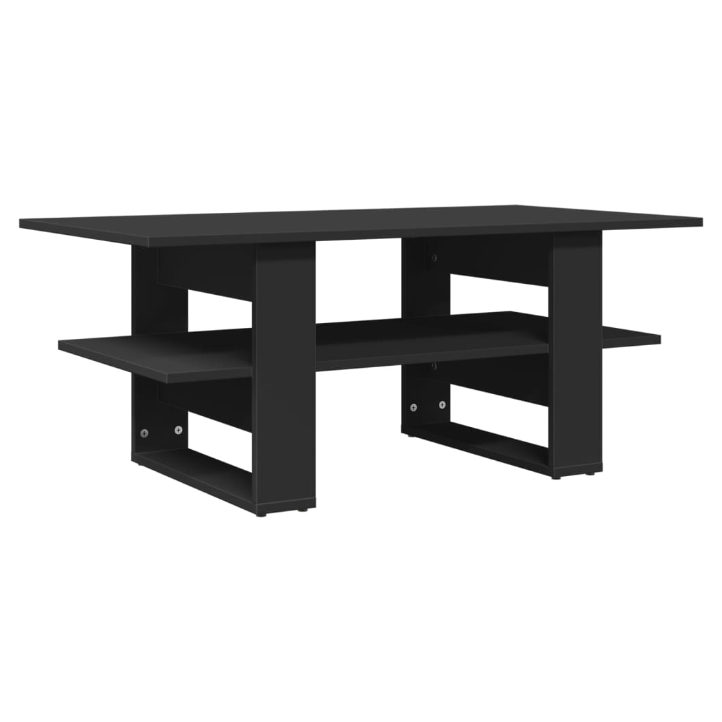 vidaXL VidaXL Black Coffee Table 102x55x42 cm Engineered Wood Moisture-Resistant With Storage Shelf - Coffee Table