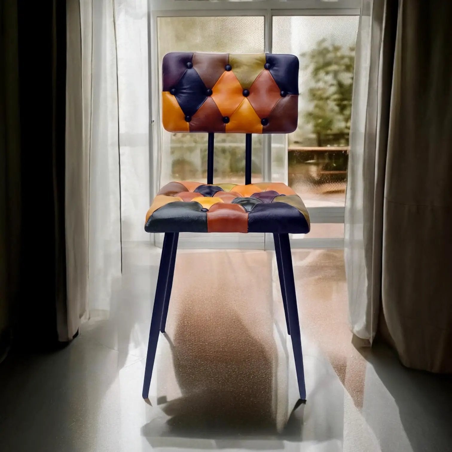 MSL 85CM LEATHER CHAIR Harlequin diamond pattern - Dining Chairs