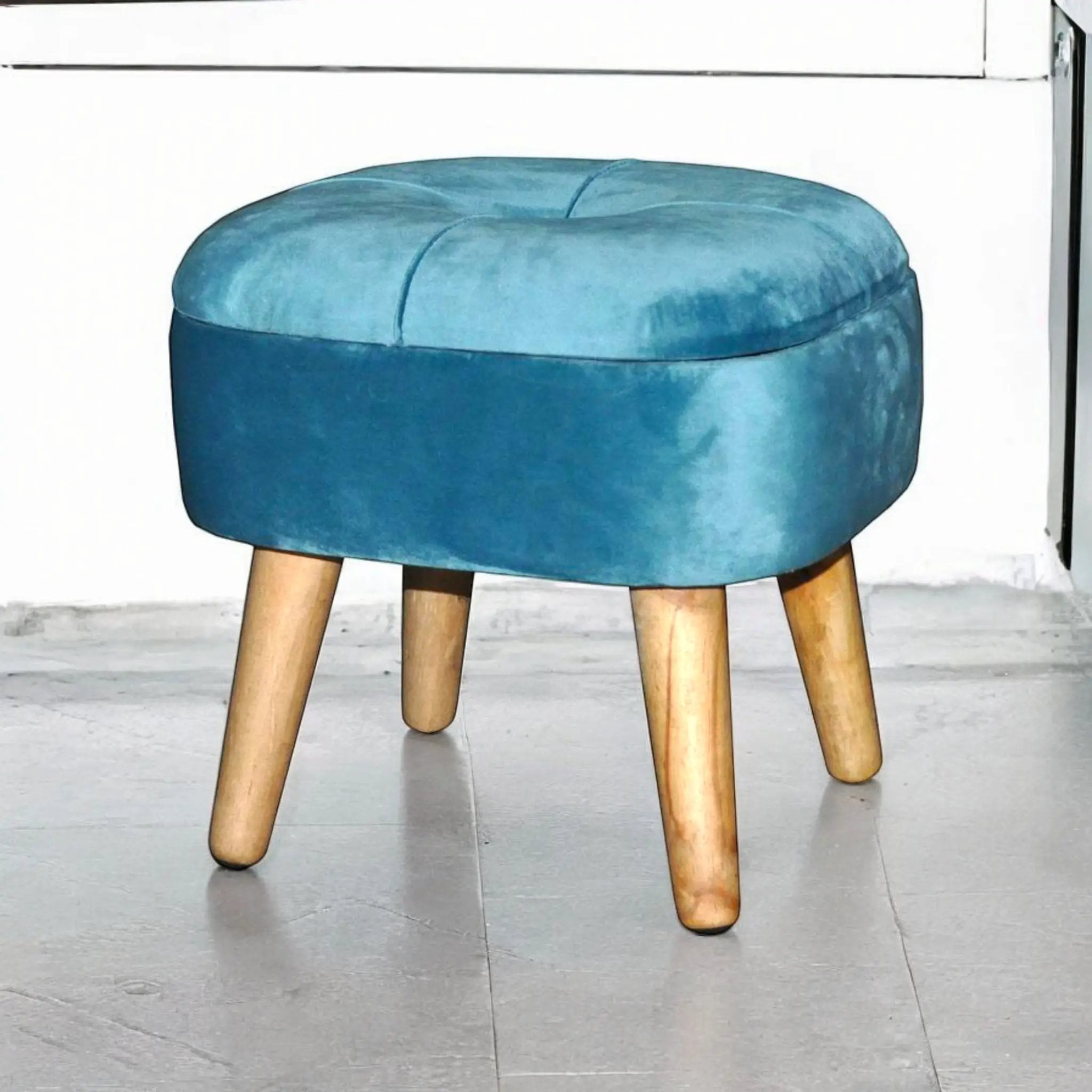 MSL BLUE WOODEN STOOL - Footstool