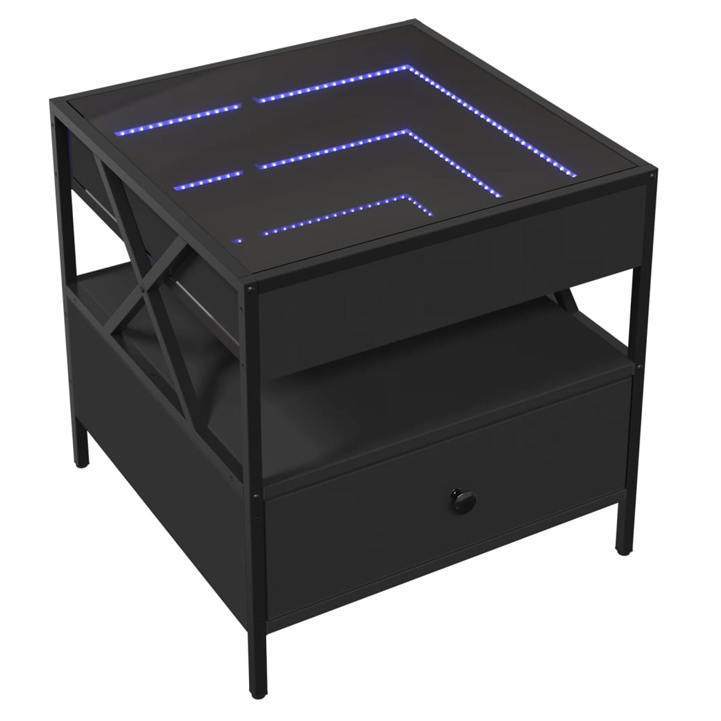 VidaXL Infinity LED Coffee Table 50x50x51 cm Black For Modern Living Room Decor by vidaXL