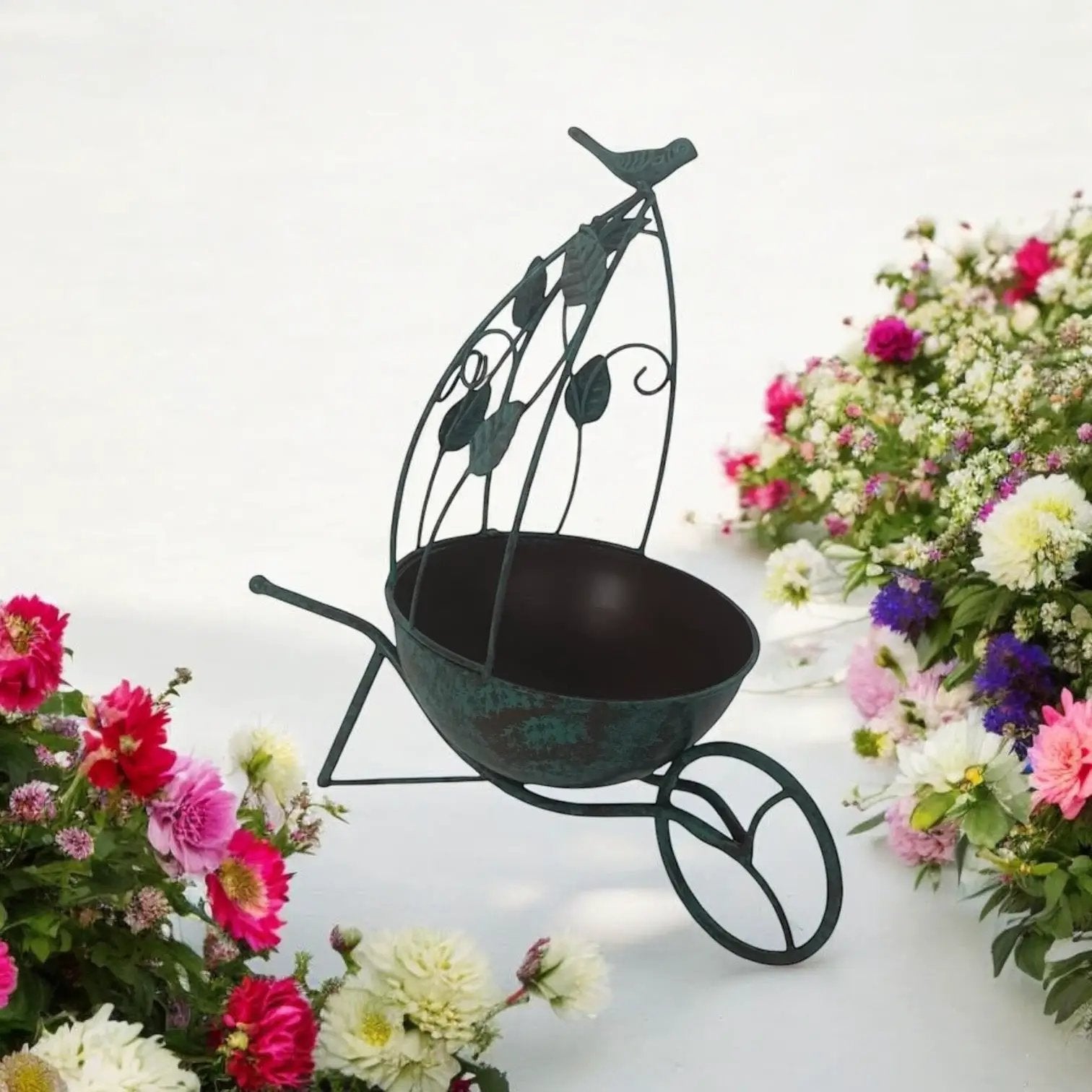 MSL 36CM GREEN METAL GARDEN PLANTER - Planters