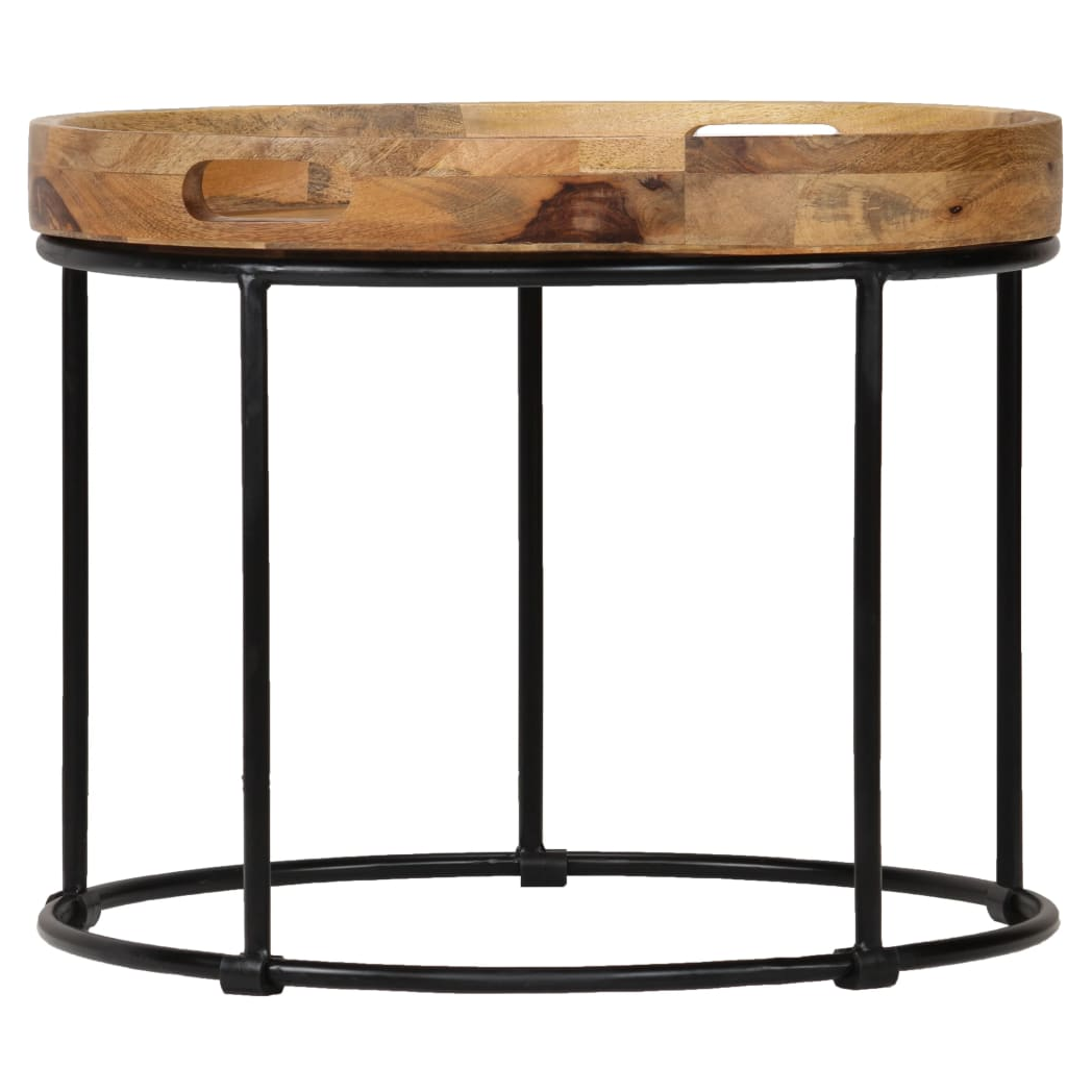 vidaXL vidaXL Round Coffee Table 50x40 Cm Solid Mango Wood And Steel Frame For Living Room - Coffee Table
