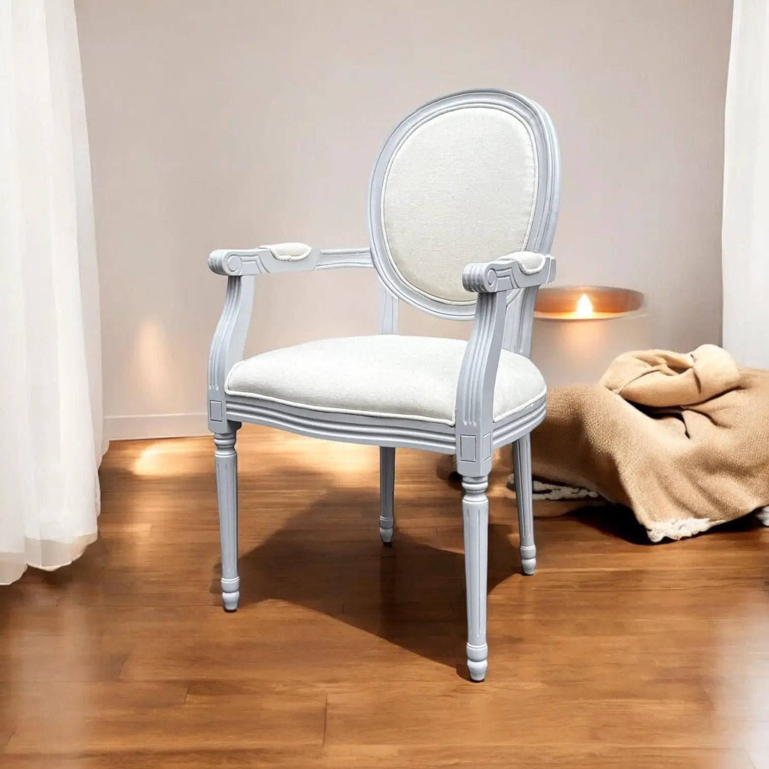 MSL 94CM LINEN FABRIC LOUIS CHAIR - Dining Chairs