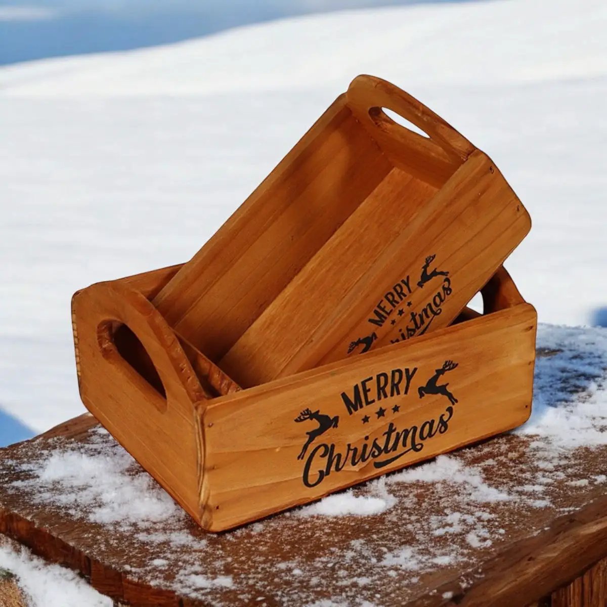 MSL SET 2 WOODEN FLOWER PLANTERS - Planters