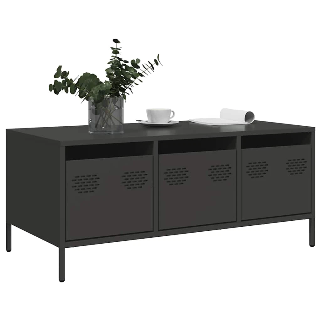 vidaXL VidaXL Coffee Table 101.5x50x43.5 cm Industrial Black Cold-Rolled Steel Living Room - Coffee Table