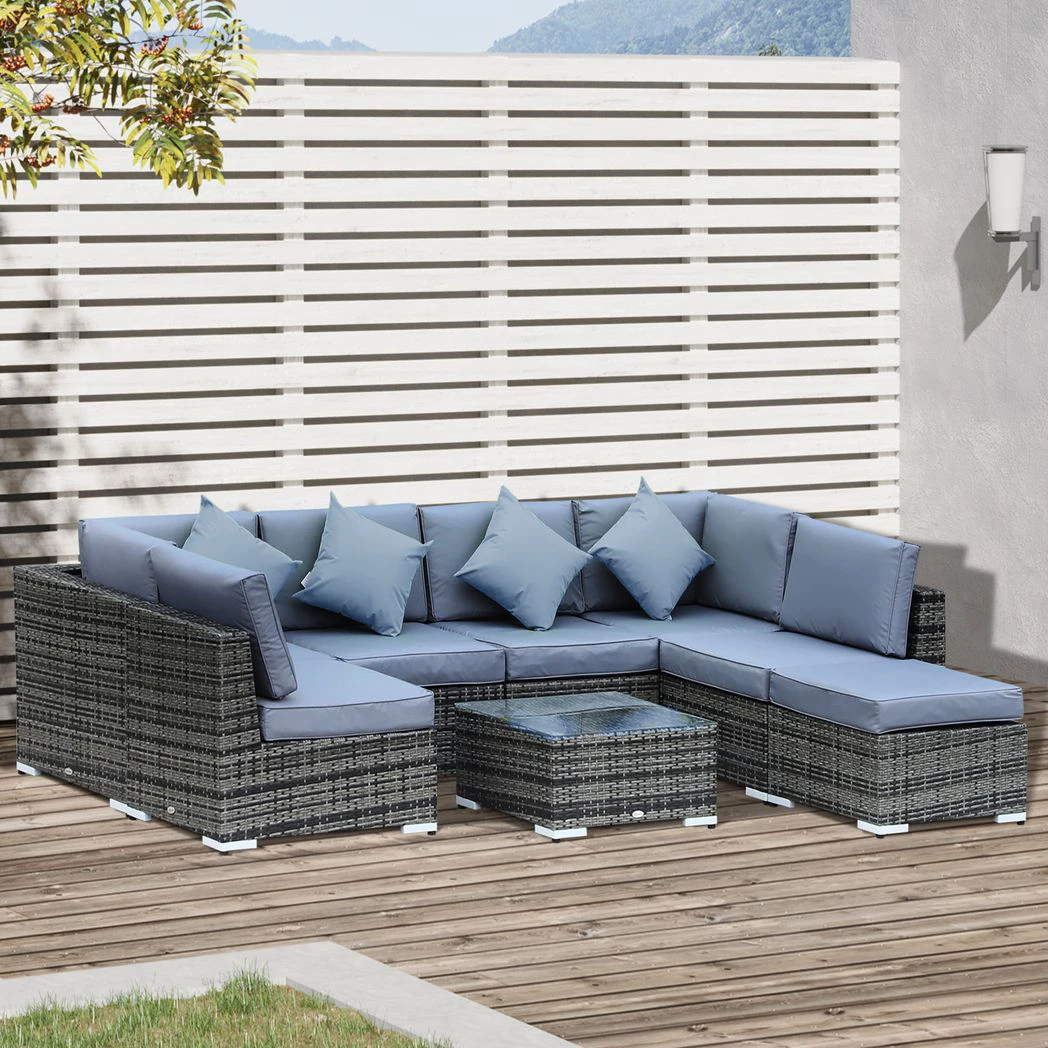 8 Pcs Rattan Sofa Set W/Cushions by Outsunny