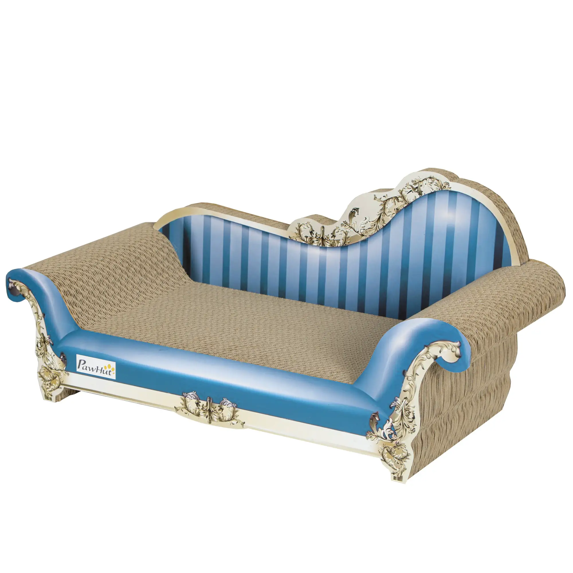 PawHut PawHut 2 in1 Cat Scratcher with Catnip, Cardboard Lounge Bed, Blue - Cat Beds