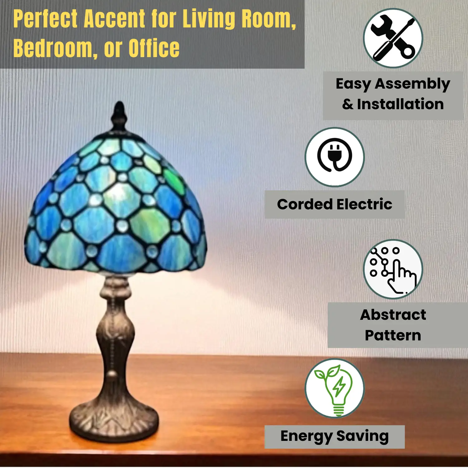 MSL 8" SHADE BLUE TIFFANY LAMP - Lamp