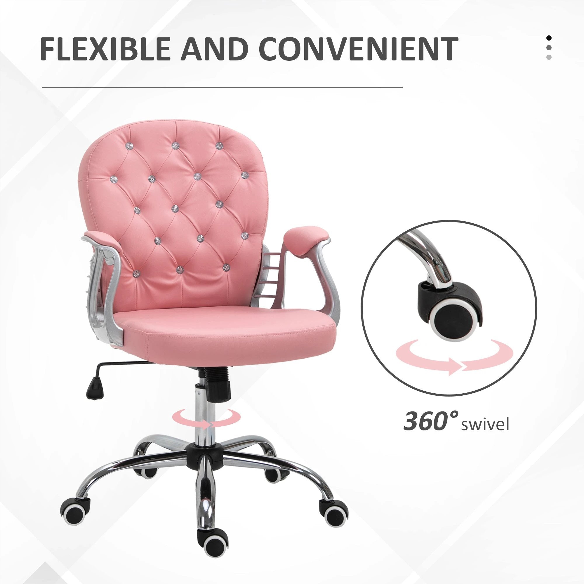 Vinsetto Vinsetto Office Chair PU Diamante Padded Ergonomic 360° Swivel - Office Chair